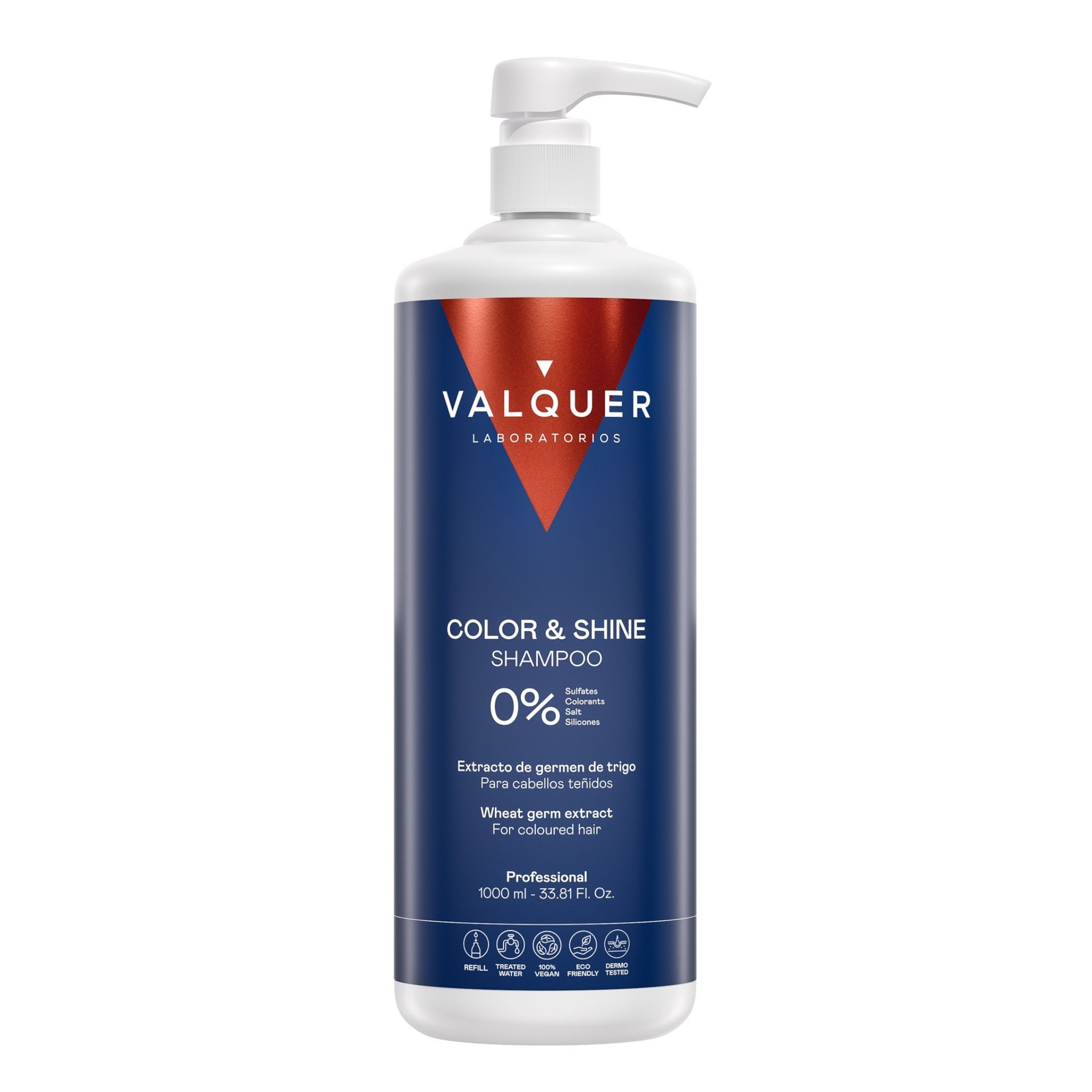 Valquer Champú Zero % potenciador del color y brillo para cabellos teñidos. Desarrollado para uso diario o frecuente, formulado por Valquer Laboratorios con selección de trigo, integrado en una fórmula delicada y exclusiva para reavivar. Vegano y sin sal