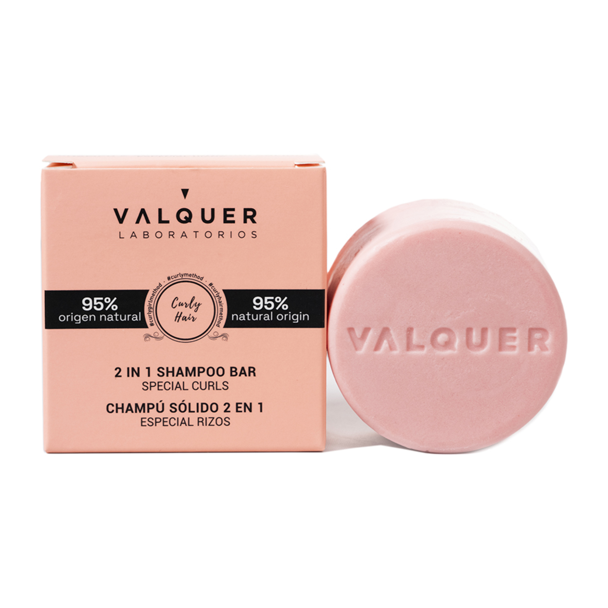 Valquer Laboratorios Champú Sólido para Método Curly 2 en 1 - Especial Rizos con Hidratación Extra y Control de Encrespamiento 70gr - 1